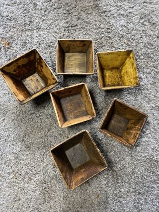 6 Chinese Antique Small Wooden Rice Measure Square Sloped Boxs Dou Containers