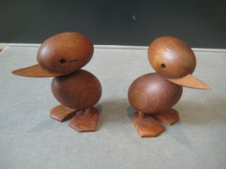 Vintage Torben Orskov Hans Bolling Designed Teak Wood Ducks 3 - 1/2 " Tall