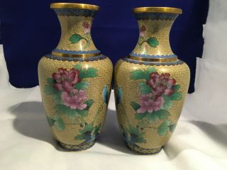 Antique Chinese Enamel Vases With Flowers And Birds 3