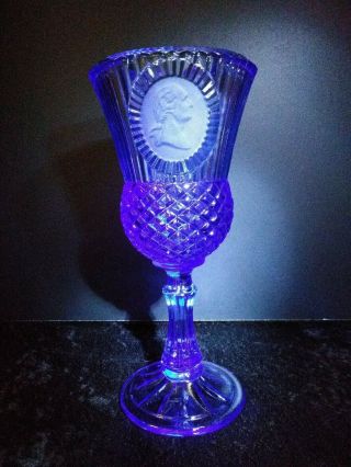 Vtg 1976 Avon Fostoria George Washington Cobalt Blue Goblet Glass 8 " Gc