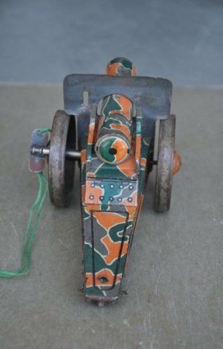 Vintage Wind Up Litho Army Litho Cannon / Gun Tin Toy,  Japan 3