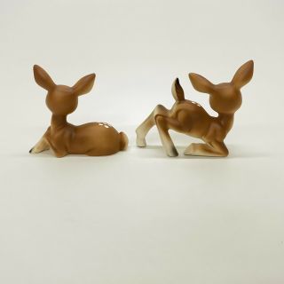 4 Vintage Porcelain Deer Fawn Figurines Big Blue Eyes White Spots Made In Japan 3