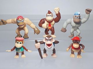 Donkey Kong Family Donkey Kong Figure Set (6) Takara Vintage Toy Japan 1.  7 - 2.  3 "