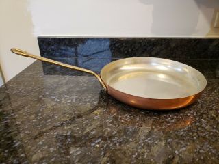 Vintage Copper Skillet Frying Pan Brass Handle