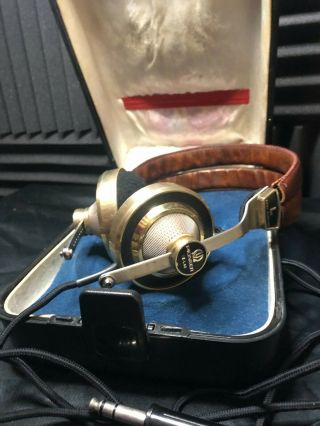 Vintage Pioneer Stereo Headphones Se L40 Gold Finish Leather Strap 1970
