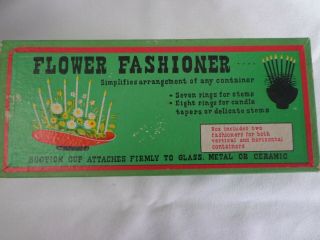 Vintage Flower Frog & Seven Rings For Stems Box