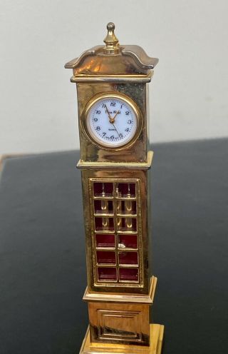 Pieve Nicol Grandfather Clock Mini Clock.  Gold Finish.