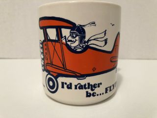 Vintage “ I’d Rather Be Flying “ Coffee Cup Mug Airplane