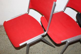 Vtg 70s Mid Century Modern Mcm Set Of 2 Steelcase Stackable Plastic Chairs Red