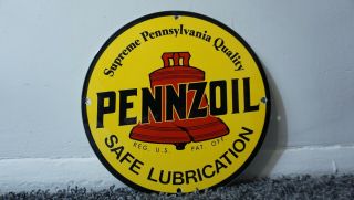 Vintage Pennzoil Porcelain Sign Gas Motor Oil Can Station Pump Plate Gasoline