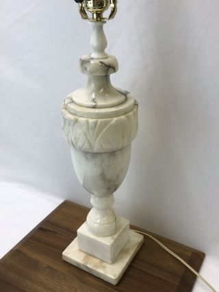 Vtg Carved Alabaster Lamp Marble Greek Roman Neoclassical Art Deco White Ivory