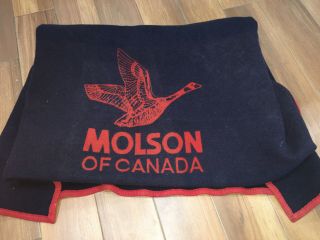 Pendleton Beaver State Blanket 56x74 Molson Canada Co.  Robe Rare Vtg Red Blue