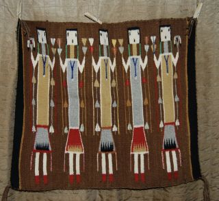 Vintage Navajo Yei Saddle Blanket Rug Wool Woven Southwest Wall Hanging Textile