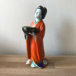 Antique Japanese Figurine Candlestick Of A Geisha