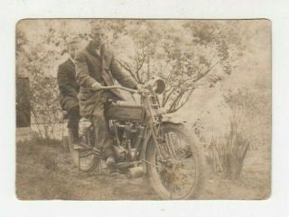 Vintage Rppc Real Photo Postcard 2 Boys On Harley Davidson Motorcycle