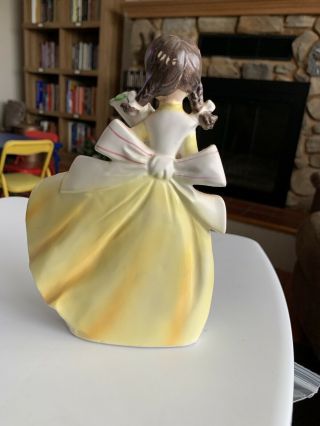 Vcagco High Fashion Yellow Victorian Thin Girl Holding Flowers 2