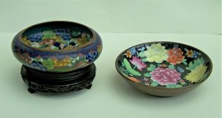 Antique 19th Century Chinese Cloisonne Dragon Bowl On Stand,  20th Century Bowl