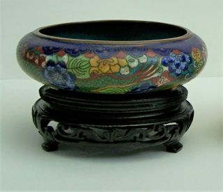 ANTIQUE 19th CENTURY CHINESE CLOISONNE DRAGON BOWL ON STAND,  20th CENTURY BOWL 2