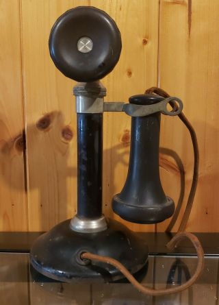 Vintage Antique Candlestick Telephone With Cord Kellog Chicago Usa