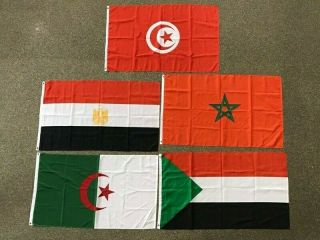 Price Drop Flags (5) Of North Africa,  Egypt,  Algeria,  Morocco,  Sudan And Tunisia
