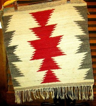 Vtg.  (1950) Navajo Indian Sampler 19 1/2 " X 19 1/2 " Crystal Rug Blanket Weaving