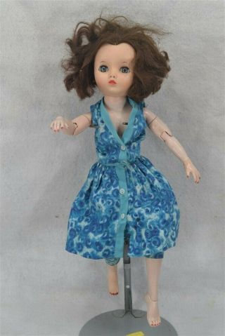 Vintage Doll Girl Uneeda Brunet 19 In Blue Sleep Eye Poseable 1950
