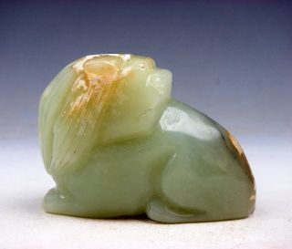 Old Nephrite Jade Hand Carved Sculpture Seated Foo Dog Lion 11081704