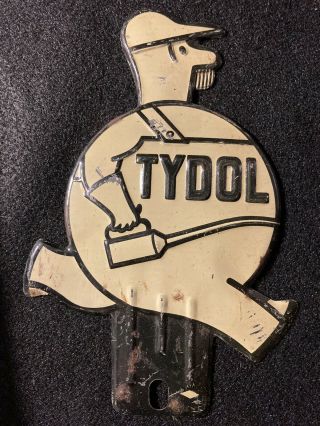 Vintage Tydol Tin License Plate Topper.  Fresh Estate Item