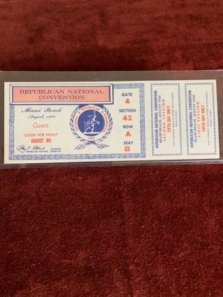 1968 REPUBLICAN NATIONAL CONVENTION MIAMI TUESDAY AUGUST 6th GUEST FULL TICKET 3