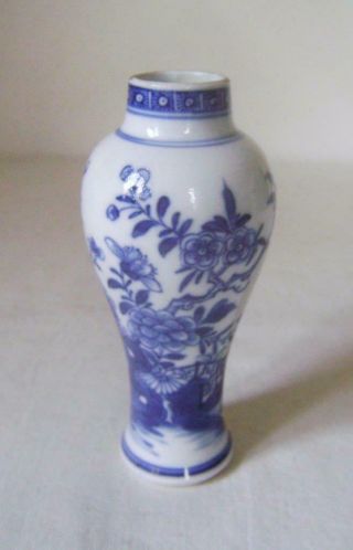 Rare Mid C.  18th Chinese Blue & White Miniature Baluster Vase 11 Cm High A/f