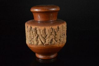 X4093: Japanese Wooden Shapely TEA CADDY Chaire Container,  Tea Ceremony 3
