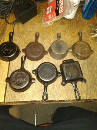 Vintage Square Griswold 770 Ashtray Plus 6 More Mini Cast Iron Pans/ashtrays