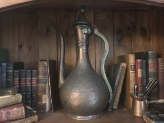 Antique Islamic Dallah Copper & Brass Coffee Pot Tall Ancient Kettle Middle East