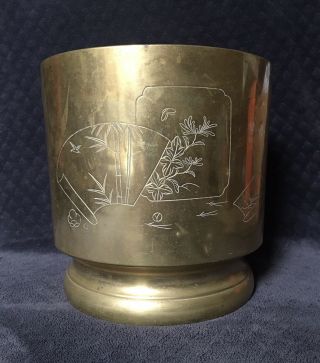 Antique Vintage Chinese Large Solid Brass Or Bronze Planter Jardiniere Vase