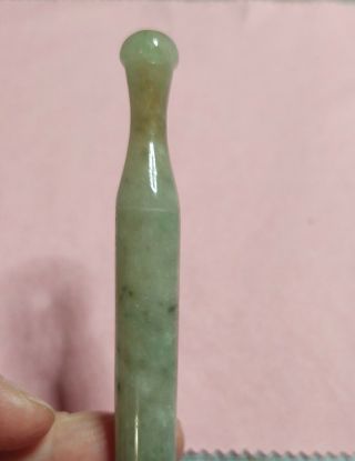 Extraordinary Qing Dynasty Grade A Burmese Jadeite Green Cigarette Holder.