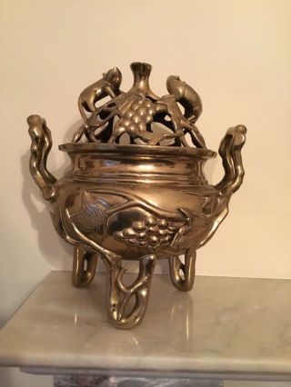Large Brass Vase / Urn,  With Lid