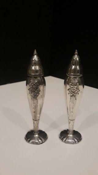 Vintage Trent Salt And Pepper Shakers Silver Plated 5 1/4 " X 1 1/4 "