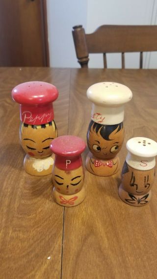 Vintage Wooden Salt And Pepper Shakers