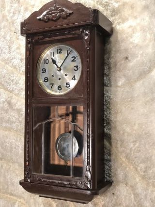 Rare Vintage Antique Germany F.  M.  S.  Mauthe Keywound Clock Triple Chime Strikes