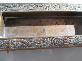 Vintage Chinese Bronze Pencil Holder With Dragon Motif 2