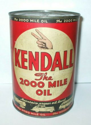 Vintage Kendall 2000 Mile Motor Oil - 1 Qt.  Can - Full