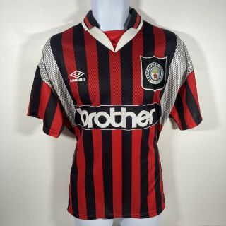 Rare Vintage Manchester City Jersey L 1994 - 96 Umbro Football Shirt Brother Away