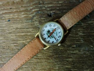 Rare Vintage Leather Band Gold Trim Big Red Parker Duofold Fountain Pen Watch