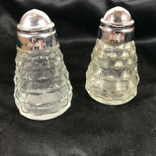 Vintage Clear Glass Prism Salt And Pepper Shakers