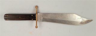 Vintage 13 " Kabar 12 - 10 Fixed Blade Bowie Knife With Brass Guard