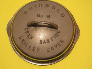 Vintage Griswold Cast Iron No.  6 Self Basting Skillet Cover Lid Only