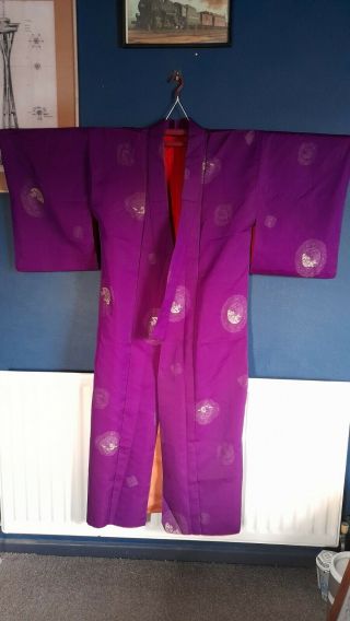 Old Silk Purple Komon Kimono