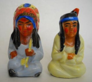 Vintage Native American Indian Salt And Pepper Shakers,  Japan,  Starved Rock,  Il