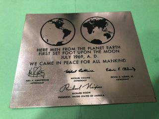 1969 Man On The Moon Metal Plaque Apollo 11 Nasa 7.  75 " X 9 "