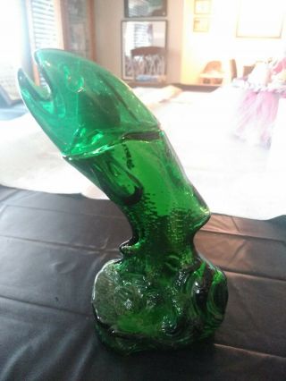 Avon Green Glass Rainbow Trout Deep Woods After Shave Decanter Bottle Vintage